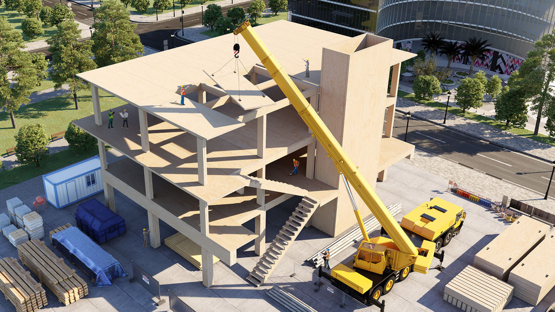 3D visualization of Mass Ply building exterior