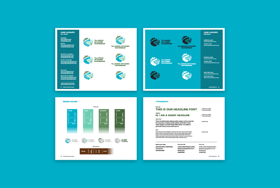Tillamook Estuaries Partnership brand guide samples