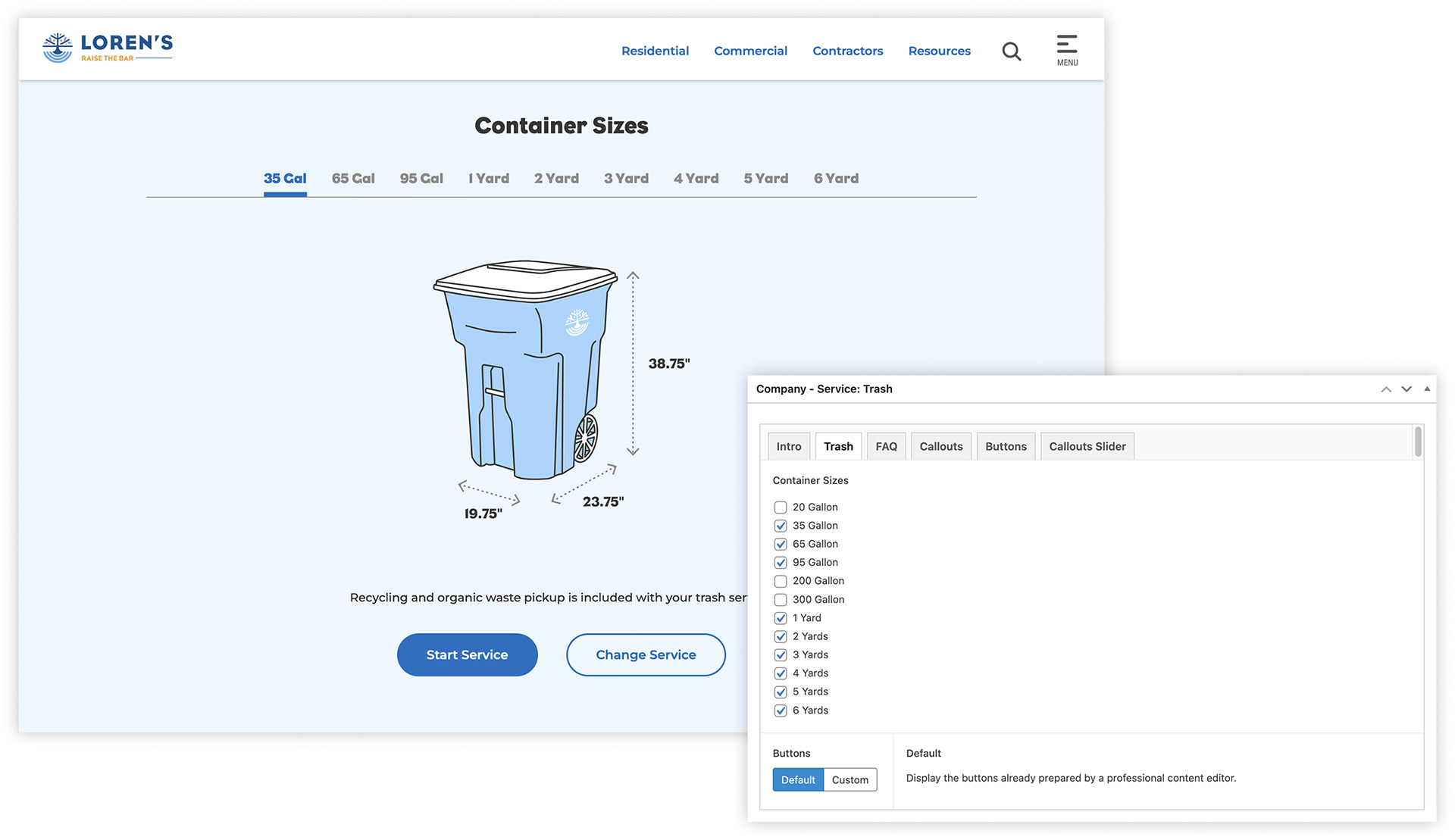 Apple Tree Companies Loren's container sizes