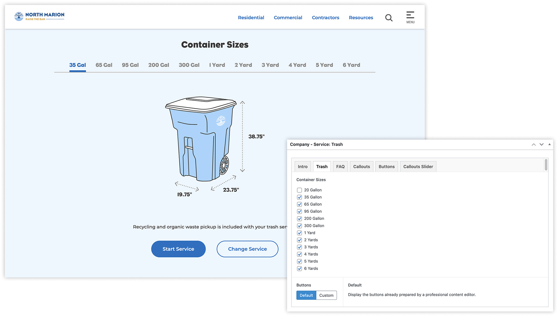 Apple Tree Companies North Marion container sizes